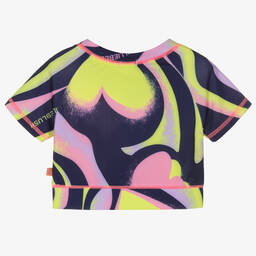 Billieblush-Girls Blue & Pink Heart Cropped T-Shirt | Childrensalon Outlet