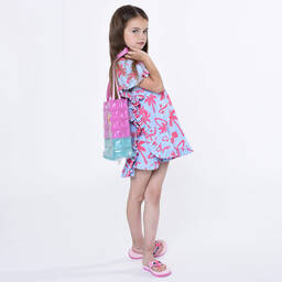 بيلي بلاش-منشفة هودي قطن لون زهري وأزرق للبنات | Childrensalon Outlet