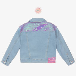 Billieblush-Girls Blue Sequin Denim Jacket | Childrensalon Outlet