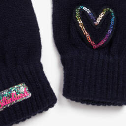 Billieblush-Синие перчатки с сердцем из пайеток для девочек | Childrensalon Outlet