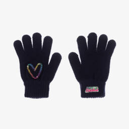 Billieblush-Синие перчатки с сердцем из пайеток для девочек | Childrensalon Outlet