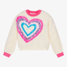 Billieblush-Girls Cream Sequin Heart Jumper | Childrensalon Outlet