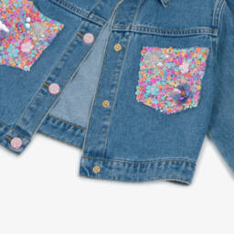 Billieblush-جاكيت جينز للبنات بتفاصيل ترتر | Childrensalon Outlet