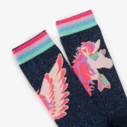 بيلي بلاش-جوارب بيغاسوس لون أزرق براق للبنات | Childrensalon Outlet