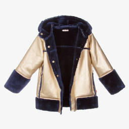 Billieblush-Girls Gold Faux Leather Coat | Childrensalon Outlet