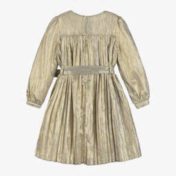 Billieblush-فستان بكسرات لون فضي وذهبي ميتاليك | Childrensalon Outlet
