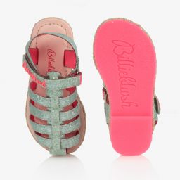 Billieblush-صندل جلد غليتر لون أخضر نعناعي للبنات | Childrensalon Outlet