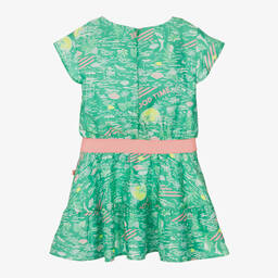 Billieblush-Girls Green Palm Print Sateen Dress | Childrensalon Outlet