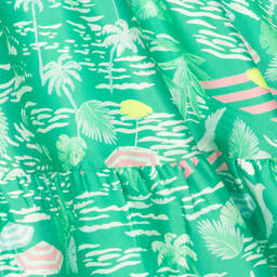 Billieblush-Girls Green Palm Print Sateen Dress | Childrensalon Outlet