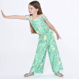 بيلي بلاش-بنطلون بأرجل واسعة ساتين لون أخضر للبنات | Childrensalon Outlet