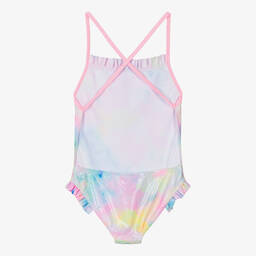 Billieblush-Girls Iridescent Pink Frill Swimsuit | Childrensalon Outlet