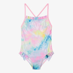 Billieblush-Girls Iridescent Pink Frill Swimsuit | Childrensalon Outlet