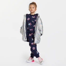 Billieblush-Girls Iridescent Silver Padded Heart Coat | Childrensalon Outlet