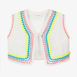 Billieblush-Girls Ivory Cotton Embroidered Vest | Childrensalon Outlet