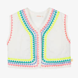 Billieblush-Girls Ivory Cotton Embroidered Vest | Childrensalon Outlet