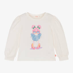 Billieblush-Girls Ivory Cotton Long Sleeve Top | Childrensalon Outlet