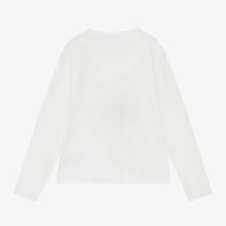 Billieblush-Girls Ivory Cotton Sequin Tee | Childrensalon Outlet