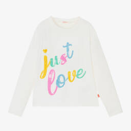 Billieblush-Girls Ivory Cotton Sequin Tee | Childrensalon Outlet