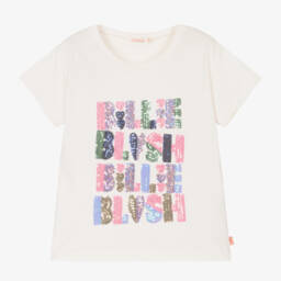 Billieblush-Girls Ivory Cotton Sparkle Tee | Childrensalon Outlet