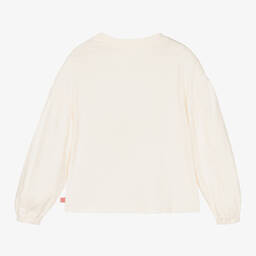 Billieblush-Girls Ivory Cotton Sparkly Slogan Top | Childrensalon Outlet