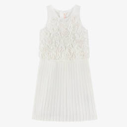 Billieblush-Girls Ivory Dress with Floral Pleats | Childrensalon Outlet