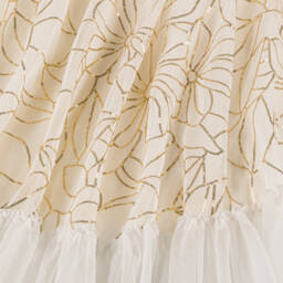 Billieblush-Кремовое и золотое гламурное платье из тюля для девочек | Childrensalon Outlet