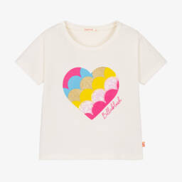 Billieblush-Girls Ivory Heart Cotton Tee | Childrensalon Outlet