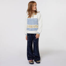 Billieblush-Girls Ivory Heart-Patterned Jumper | Childrensalon Outlet