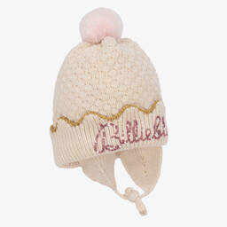 Billieblush-Girls Ivory Pom-Pom Hat | Childrensalon Outlet