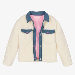 Billieblush-Girls Ivory Teddy Fleece Collared Jacket | Childrensalon Outlet