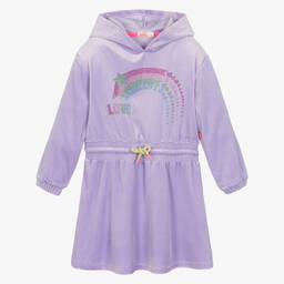 Billieblush-Girls Lilac Purple Hooded Velour Dress | Childrensalon Outlet