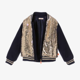 Billieblush-Girls Navy and Gold Sequin Jacket | Childrensalon Outlet