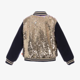 Billieblush-Girls Navy and Gold Sequin Jacket | Childrensalon Outlet