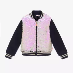 Billieblush-Girls Navy and Gold Sequin Jacket | Childrensalon Outlet
