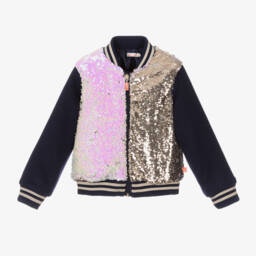Billieblush-Girls Navy and Gold Sequin Jacket | Childrensalon Outlet