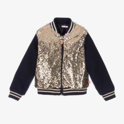 Billieblush-Girls Navy and Gold Sequin Jacket | Childrensalon Outlet