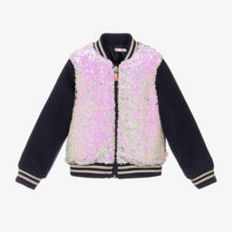 Billieblush-Girls Navy and Gold Sequin Jacket | Childrensalon Outlet