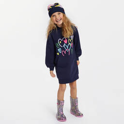 Billieblush-Girls Navy Blue Cotton Hooded Dress | Childrensalon Outlet