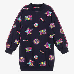 Billieblush-Girls Navy Blue Cotton Sweatshirt Dress | Childrensalon Outlet
