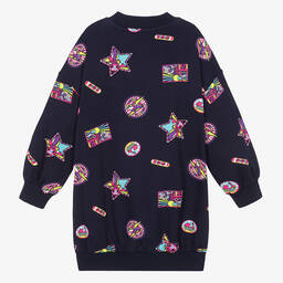 Billieblush-Girls Navy Blue Cotton Sweatshirt Dress | Childrensalon Outlet