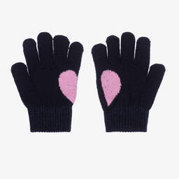 Billieblush-Girls Navy Blue Heart Gloves | Childrensalon Outlet