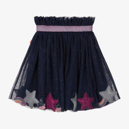 Billieblush-Girls Navy Blue Heart & Star Tulle Skirt | Childrensalon Outlet