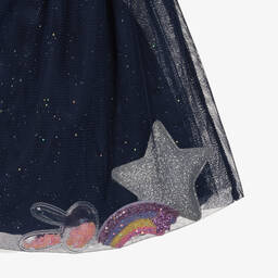 Billieblush-Girls Navy Blue Heart & Star Tulle Skirt | Childrensalon Outlet