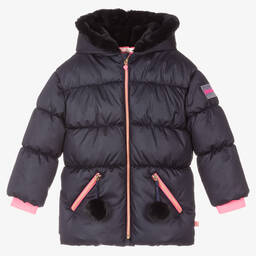 Billieblush-Girls Navy Blue Puffer Coat | Childrensalon Outlet