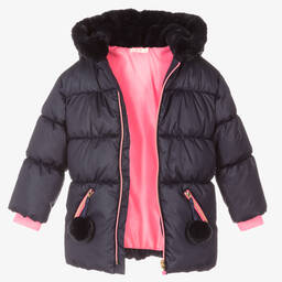 Billieblush-Girls Navy Blue Puffer Coat | Childrensalon Outlet