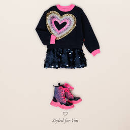 بيلي بلاش-بلوفر بطبعة قلب بترتر لون كحلي للبنات | Childrensalon Outlet