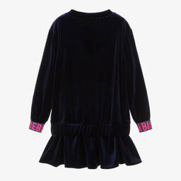 Billieblush-Girls Navy Blue Sequin Heart Velour Dress | Childrensalon Outlet