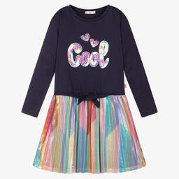 Billieblush-Girls Navy Blue Slogan Dress | Childrensalon Outlet
