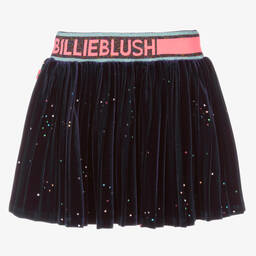 Billieblush-Girls Navy Blue Velour Skirt | Childrensalon Outlet
