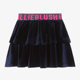Billieblush-Girls Navy Blue Velour Skirt | Childrensalon Outlet